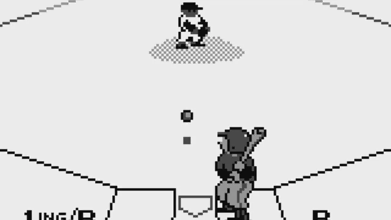 Baseball gameplay on Game Boy
