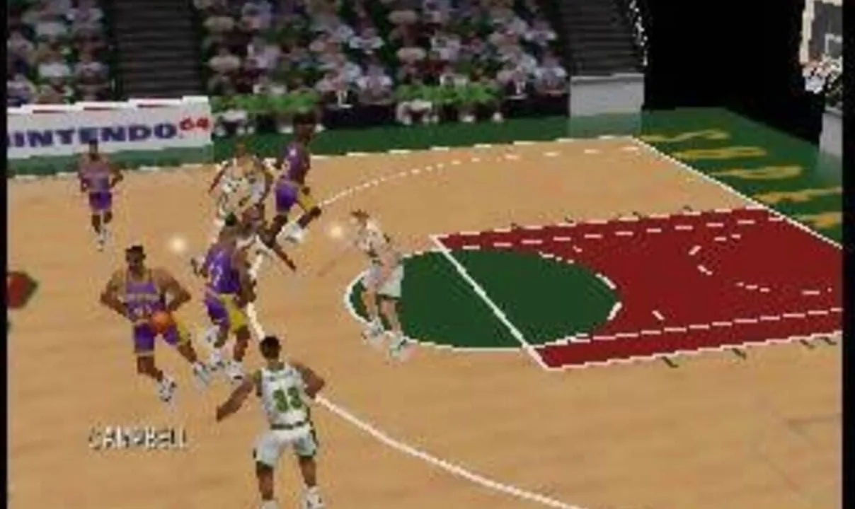 Kobe Bryant in NBA Courtside gameplay on Nintendo 64