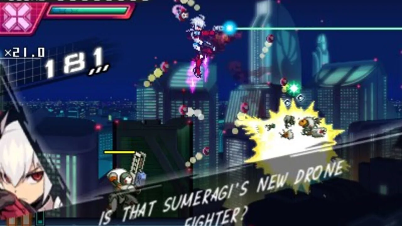 Azure Striker Gunvolt 2 gameplay on Nintendo 3DS