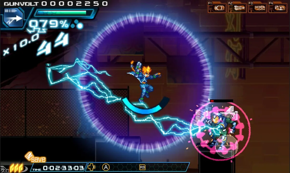 Azure Striker Gunvolt gameplay on Nintendo 3DS