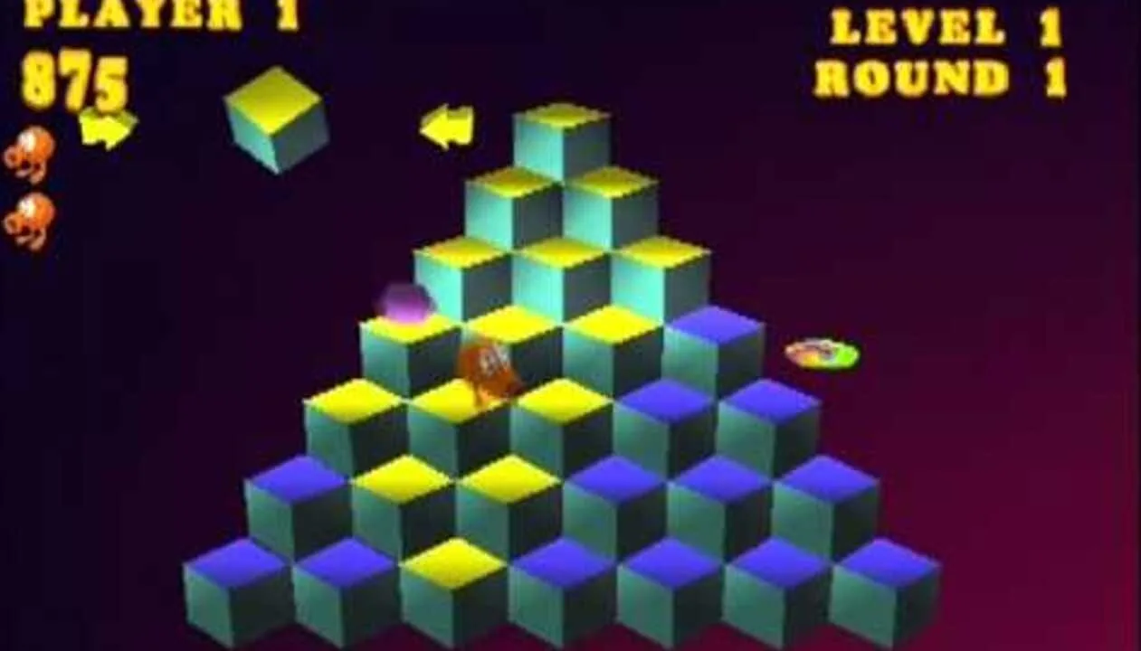 Q*bert gameplay on PlayStation