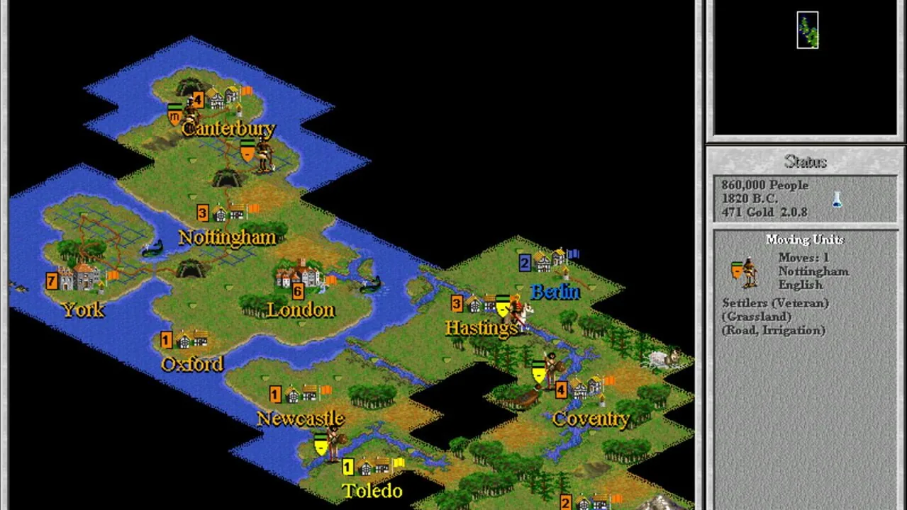 Sid Meier's Civilization II gameplay on PlayStation