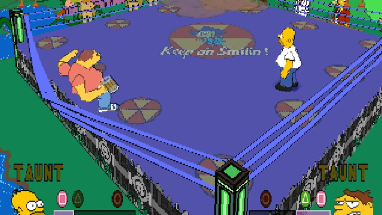 The Simpsons Wrestling gameplay on PlayStation