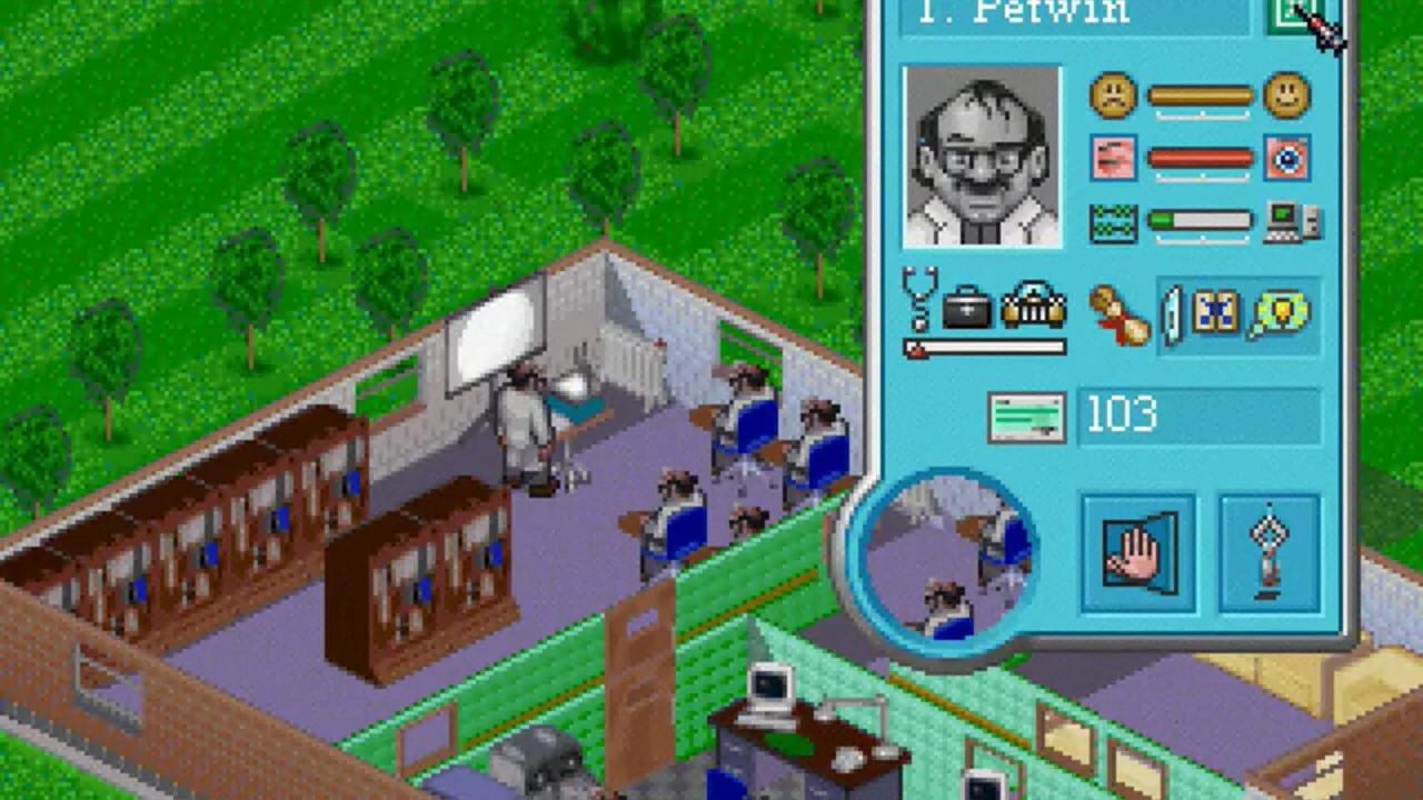 Theme Hospital gameplay on PlayStation