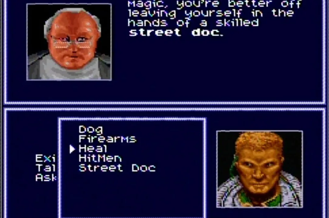 Shadowrun gameplay on Super Nintendo Entertainment System