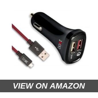 boAt Dual Port Rapid Car Charger (Qualcomm Certified) with Quick Charge 3.0 Free Micro USB Cable - (Black)
