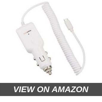 AmazonBasics Micro USB Universal Car Charger (White)