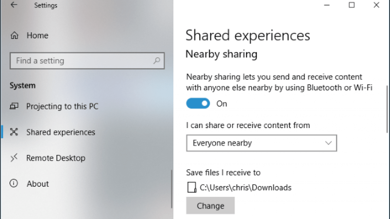 Transferring files using Nearby Share