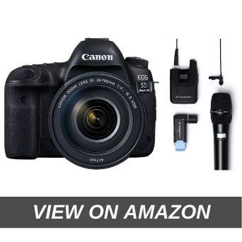Canon EOS 5D Mark IV 30.4 MP Digital SLR Camera (Black) + EF 24-105mm is II USM Lens Kit + Sennheiser AVX-Combo SET-4-US Digital Wireless Microphone System
