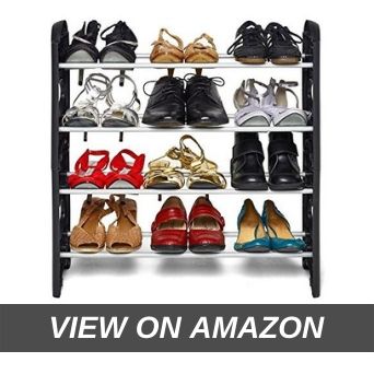 Ebee Foldable Shoe Rack with 4 Shelves (Plastic Rod)