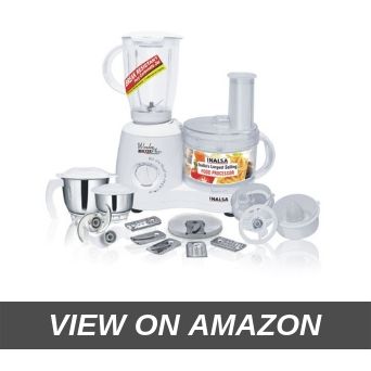 Inalsa Food Processor Wonder Maxie Plus V2 700 - Watt with Blender Jar, Dry Grinding Jar, Chutney Jar