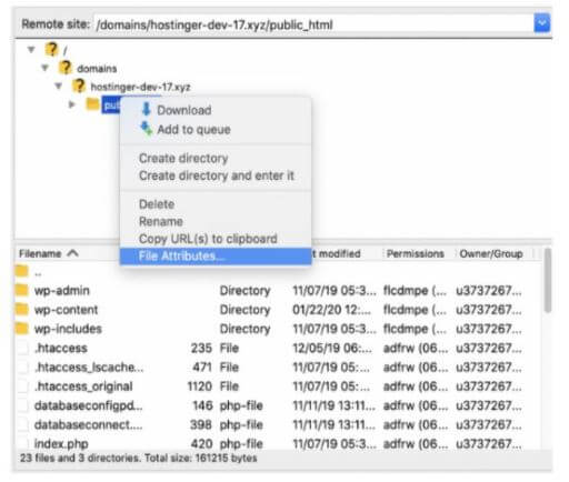 Resetting the file and directory permissions