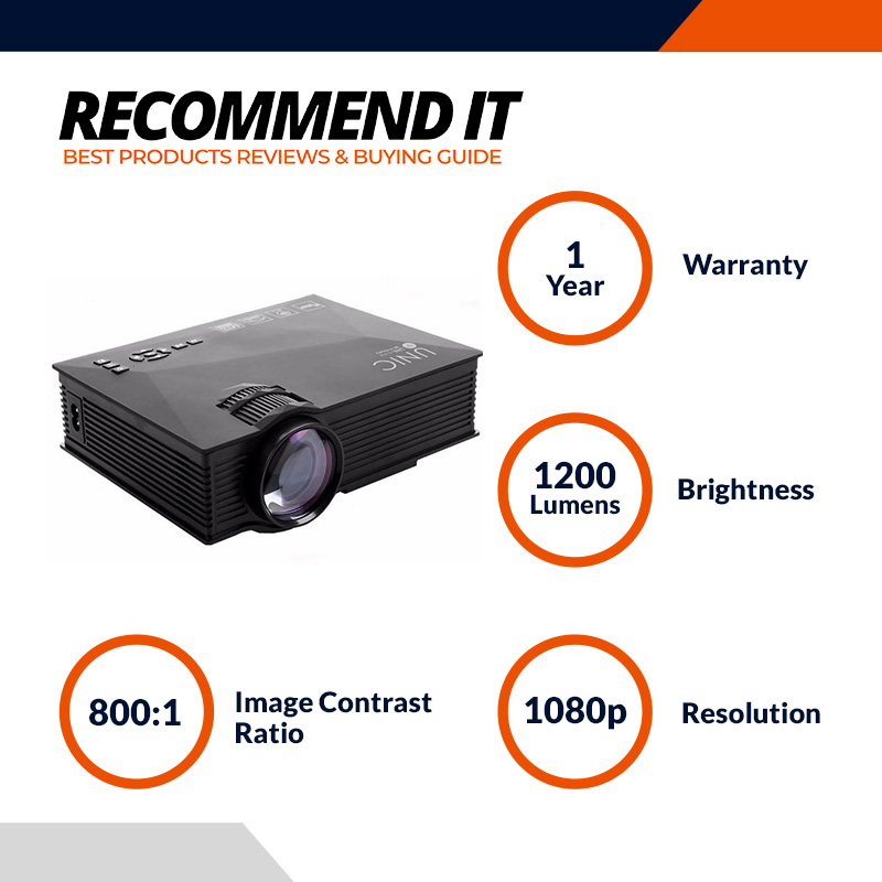 UNIC 1200lm LED Corded Portable Projector
