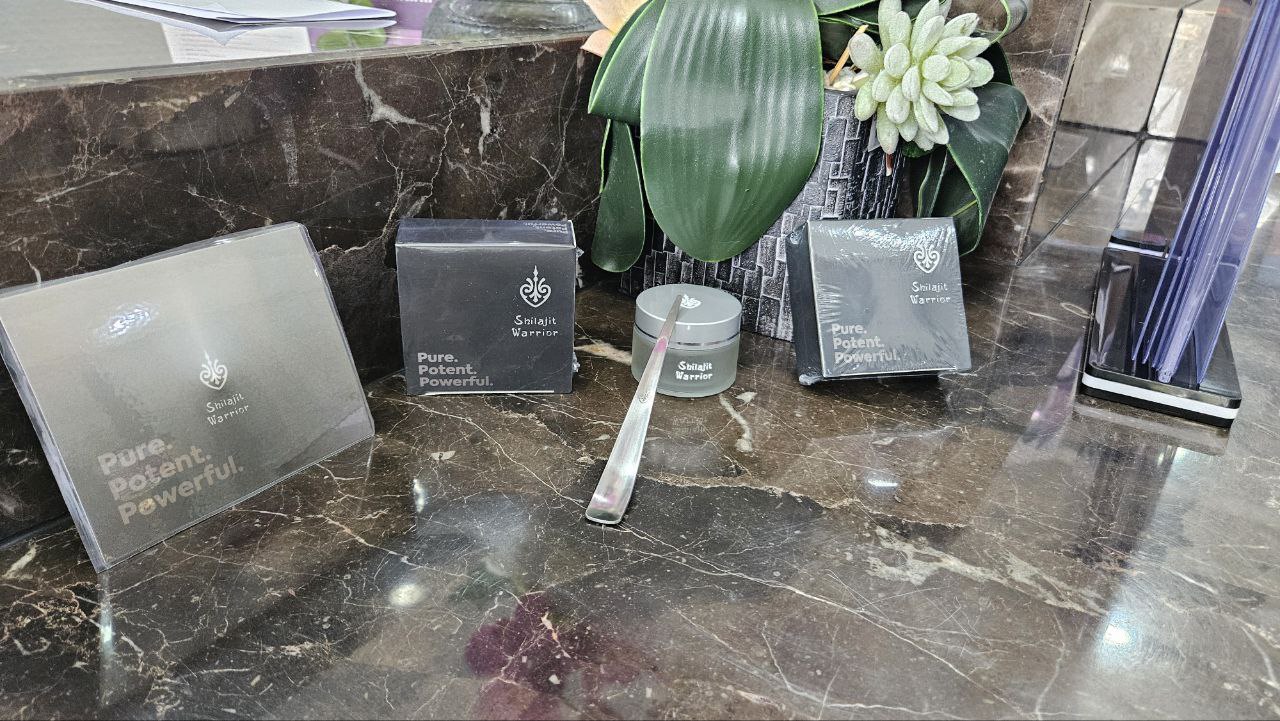 Products on display at gym reception