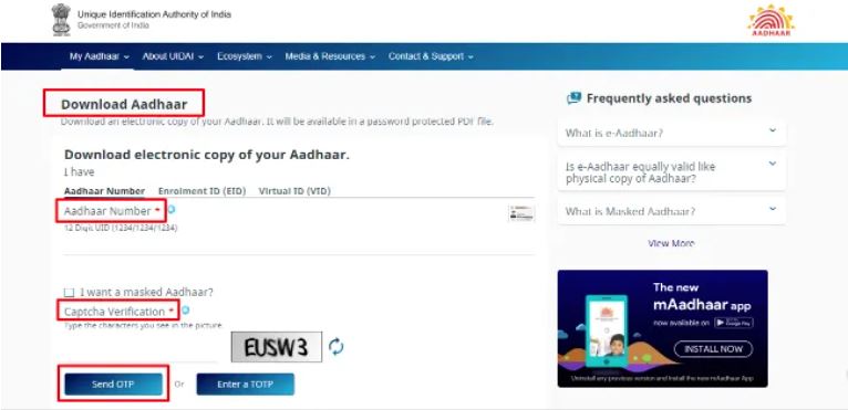 Downloading Aadhaar Card
