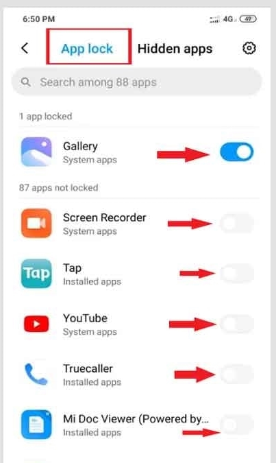how to hide apps in Redmi 2