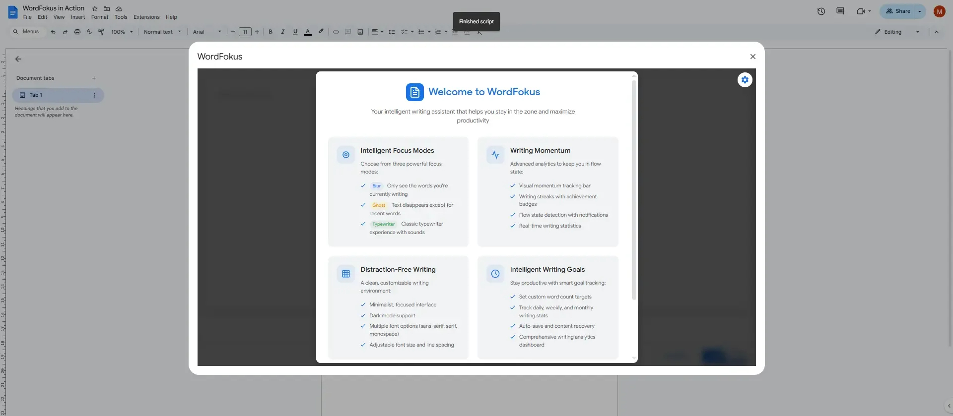 WordFokus First Launch Welcome Screen