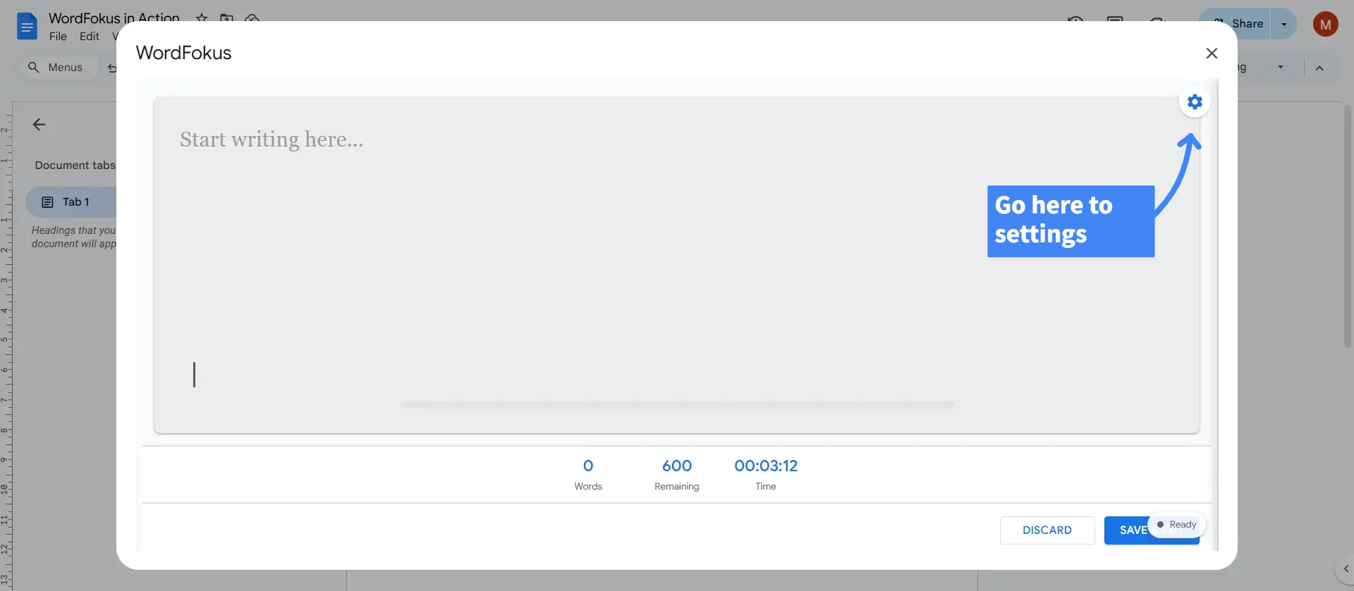 Annotated WordFokus Interface