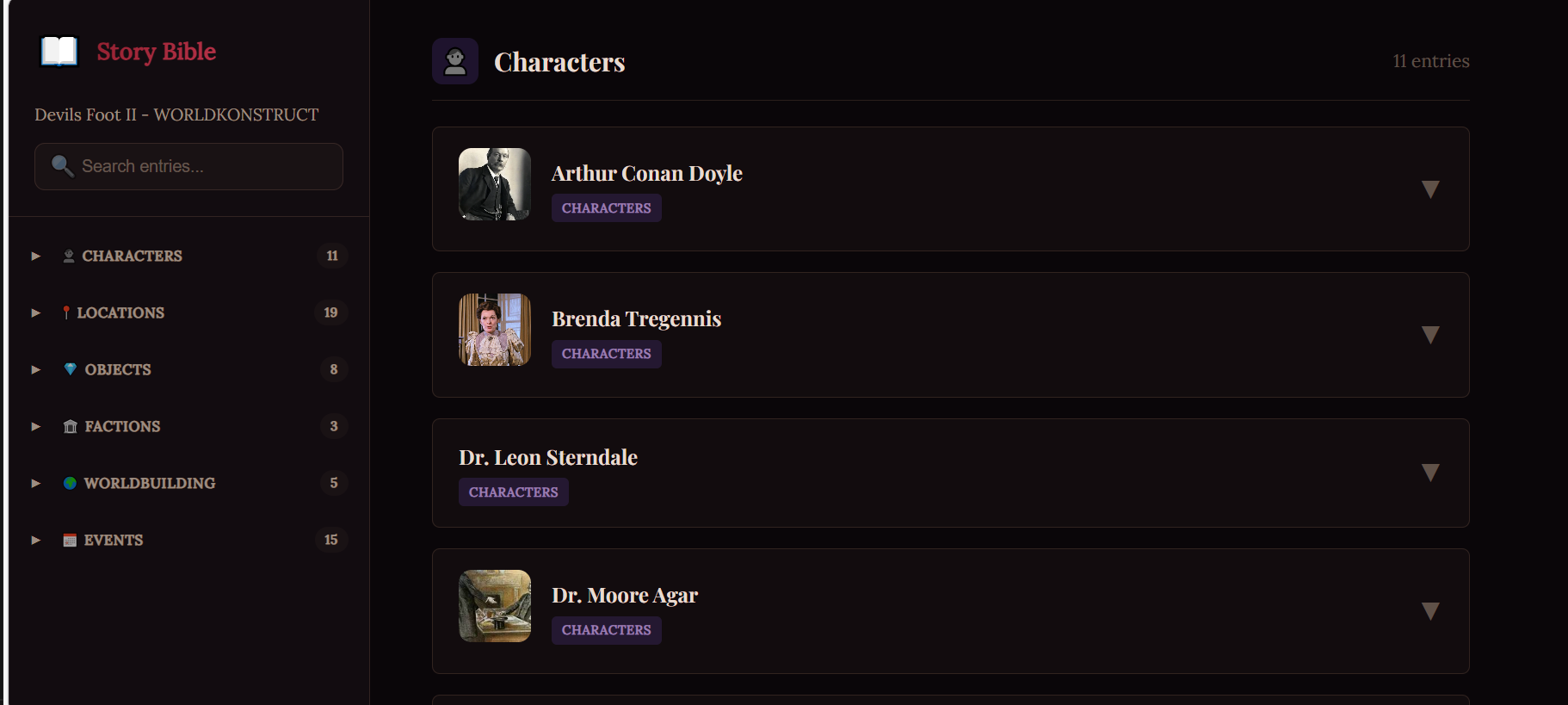 The HTML Export showing genre-themed design