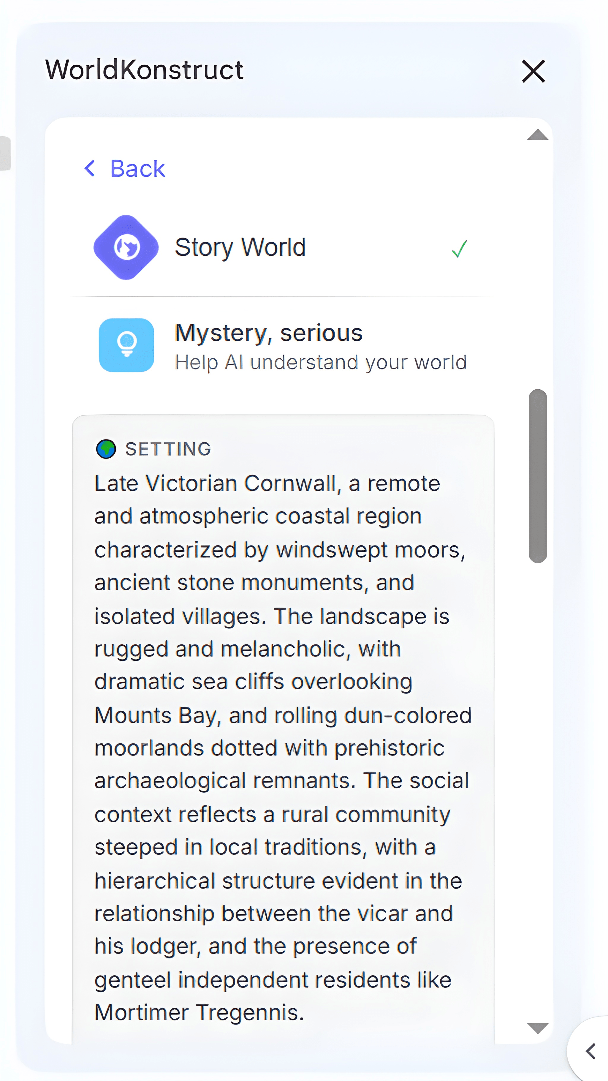 Settings panel showing World Seed configuration options