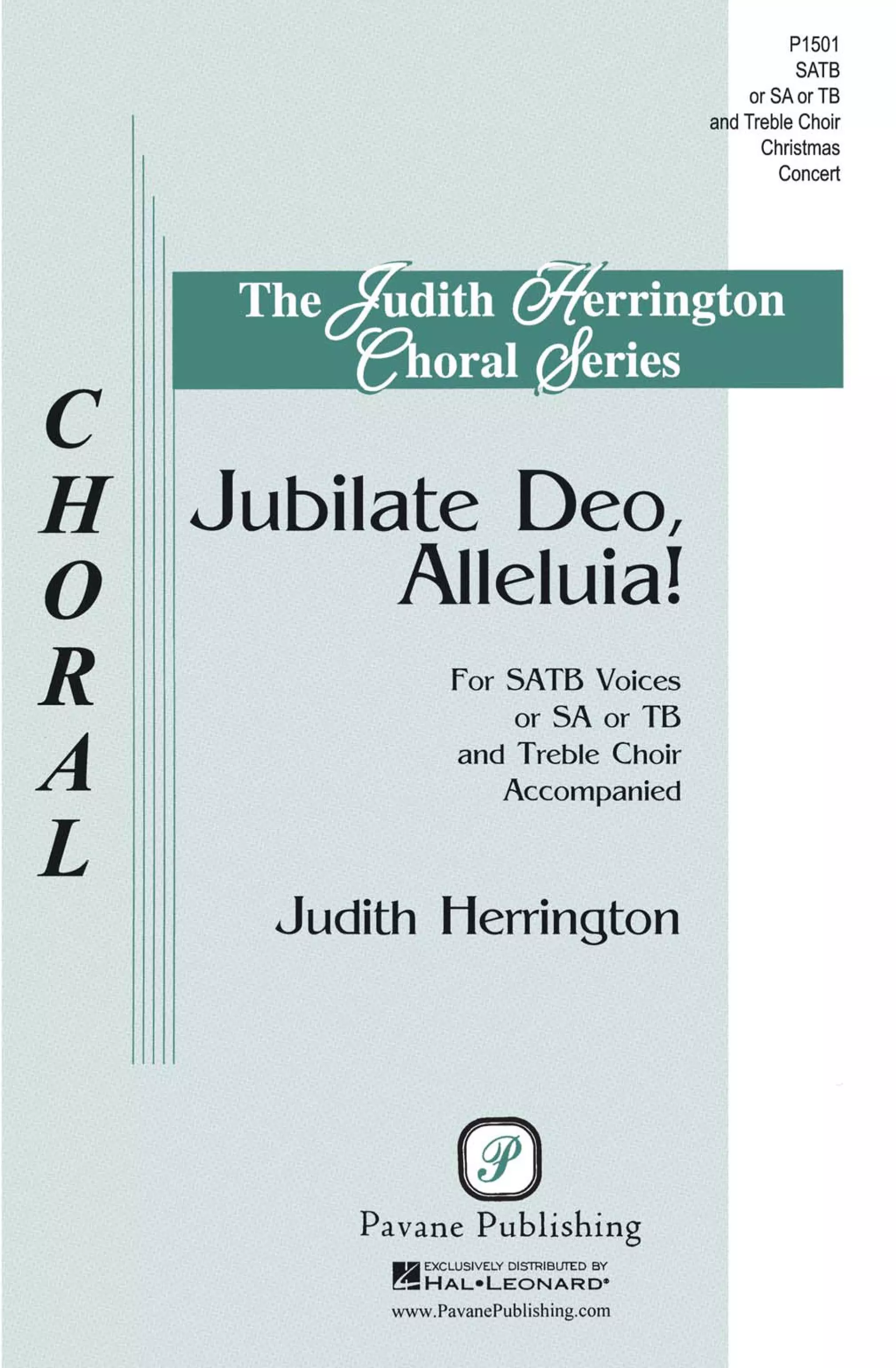 Jubilate Deo, Alleluia! - SATB - Choral Score - Pavane Publishing