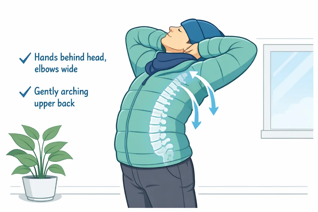 Person performing gentle spinal stretch for winter wellness