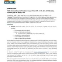 NGEx Minerals Reports New Discovery at Potro Cliffs – Drills 60m at 7.52% CuEq including 10m at 18.00% CuEq