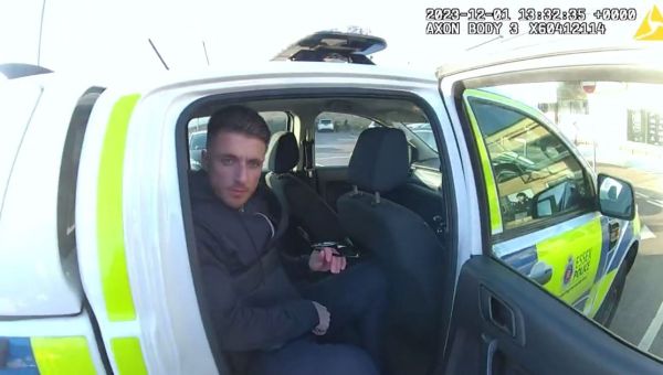 Moment drug dealer caught with party bags containing laughing gas