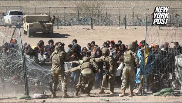 BIDEN'S AMERICA: Migrants Break Barriers and Rush Border Guards In Shocking Scene At El Paso