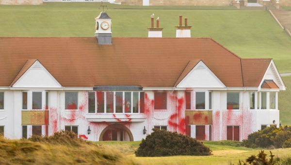 Pro-Palestine zealots vandalise Donald Trump’s Turnberry golf course