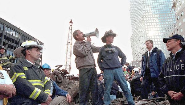 Firefighter famous for 9/11 photo with George W Bush dies aged 91