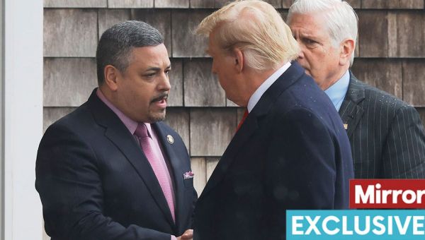 ‘Stricken’ Trump vows return to ‘law and order’ as he visits slain cop’s funeral