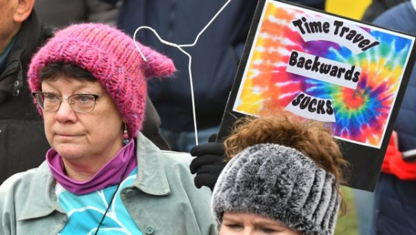 Protesters mark 50th anniversary of Roe after repeal