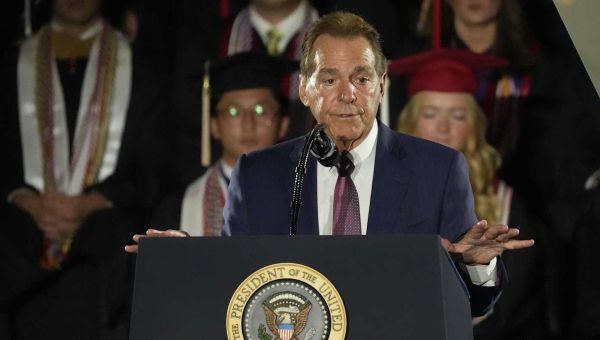 What Nick Saban in Introduction of President Donald Trump at UA Commencement Event
