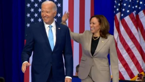 Biden, Harris hold first joint event since Biden left race
