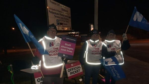 Plymouth nurses on strike outside Derriford
