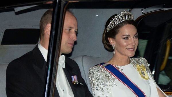 Guests including William and Kate at Charles’ first State Banquet sit 45cm apart