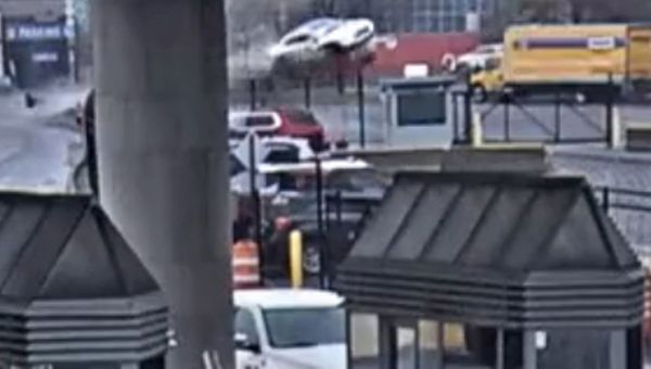 Horror moment car crashes at Niagara Falls bridge as car sent flying at border