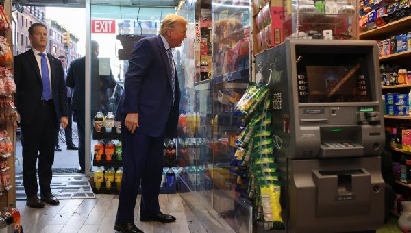 Trump marks second day of criminal trial by going to Harlem bodega and complaining about crime