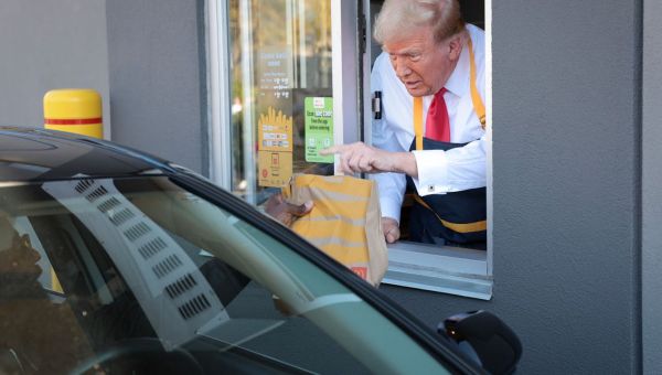 Trump serves disturbing message through McDonald’s drive-thru window about whether he’ll accept election result