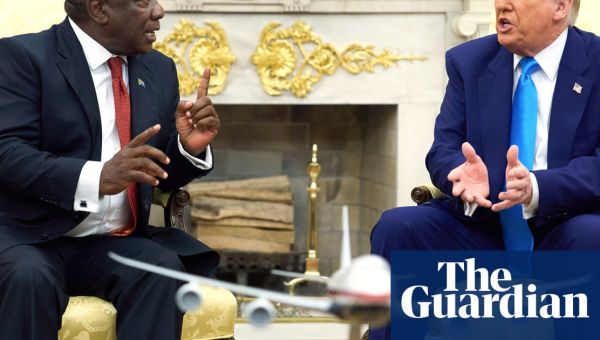 Trump ambushes South African president with video and false claims of anti-white racism