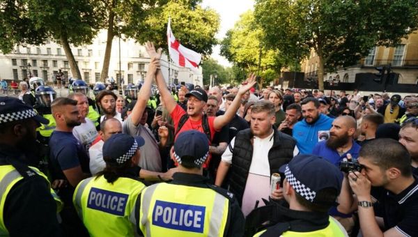 More than 100 protesters arrested after objects launched at police in London