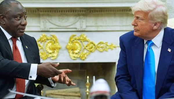 Donald Trump ambushes South African president in cringeworthy clash