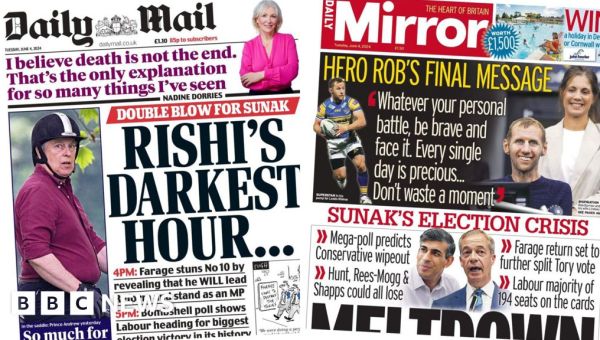 Newspaper headlines: ‘Hero Rob’s final message’ and Farage returns