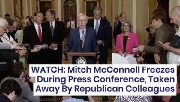 WATCH: Mitch McConnell Freezes During Press Conference, Taken Away By Republican Colleagues