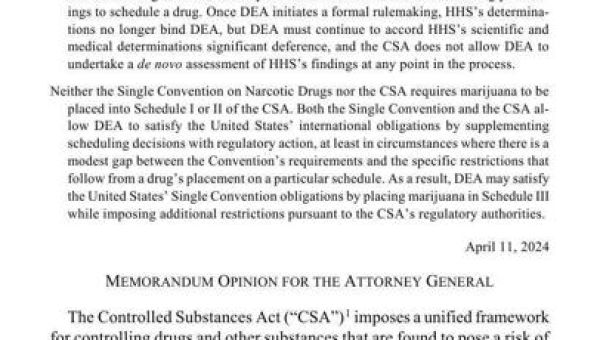 Justice Department submits rule to re-schedule cannabis