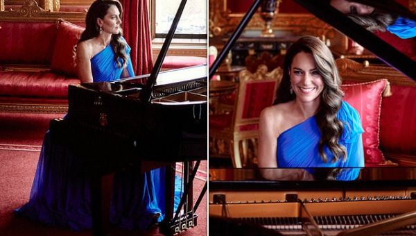 How Kate dazzled behind the keys in a Jenny Packham dress