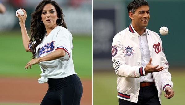 Actress Eva Longoria puts Sunak to shame by throwing the first pitch