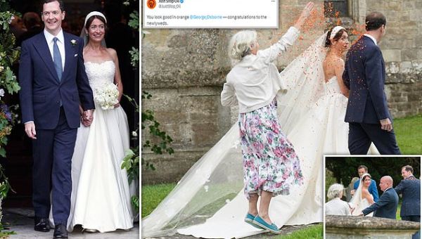 How low can JSO go? Woman showers George Osborne in orange confetti