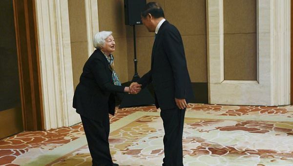 Treasury Secretary awkwardly bows to China's vice premier